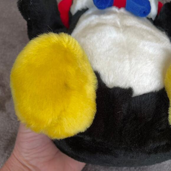 Vintage 90s HugFun Penguin Plush Ear Muffs Bow Tie Stuffed Animal TAGS 9" READ - Picture 11 of 12